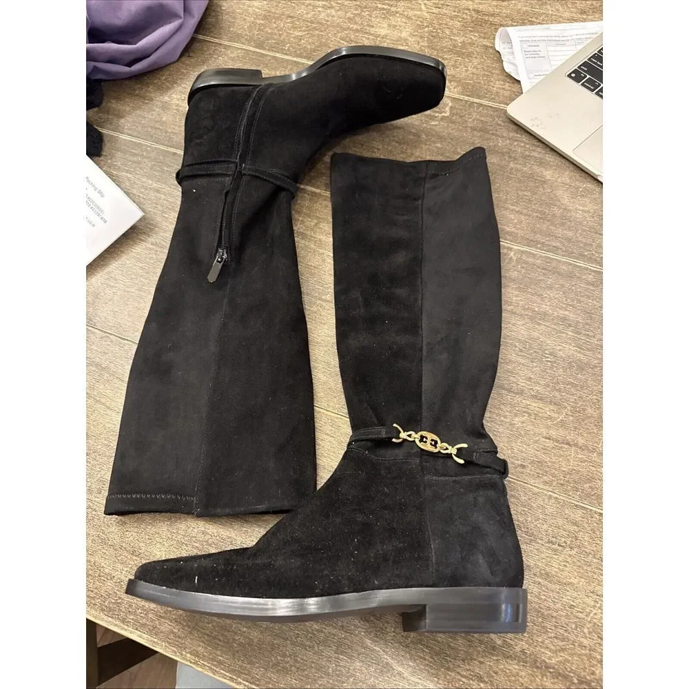 Sam Edelman Clive Embellished Riding Boot Black Women's Size 10.5‎